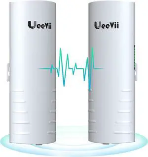 Wireless Bridge Point to Point Outdoor,UeeVii CPE452 5.8GHz Outdoor WiFi Bridge with Dual 100Mbps LAN Ports,14DBi Antenna, 24V PoE, Ideal for Starlink, Surveillance, Barn, Garage (2-Pack)