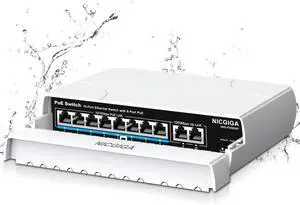 Outdoor Waterproof 8-Port PoE Switch with 8 Port PoE+@120W + Gigabit Uplink Port, 10 Port IEEE802.3af/at Power Over Ethernet Switch Unmanaged with VLAN and 250m Extender Function, Plug & Play