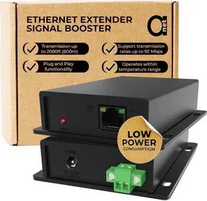 Ethernet Range Extender 600m 2000ft Over Twisted UTP kit or BNC Cable or Copper Wire - Compatible with Any Ethernet Device - LAN Distance Repeater Booster Bridge - BNC to 2PIN adapters in Set