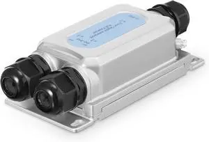 Outdoor IP67 Waterproof Gigabit PoE Passthrough Switch, 1 PoE in 2 PoE Out Extender, IEEE802.3af/at/bt PoE Powered 90W, 10/100/1000Mbps Ethernet, Wall Mount Plug and Play
