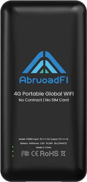AbruoadFl Portable WiFi Mobile Hotspot Device, Wireless Hotspot Devices, No Contract or SIM Card Required, Mifi Hotspot with Multi-Camier Access, Travel Router for 136 Countries