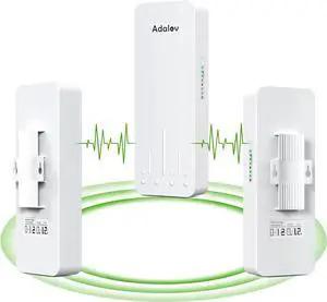 3PCS Gigabit Wireless Bridge Kit, 3KM 5.8G Point to 2 Point Outdoor CPE, CPE662 Long Range WiFi Bridges for PtP/PtMP with High Gain Antenna and PoE Adapter,1000/100Mbps RJ45 Ethernet Port