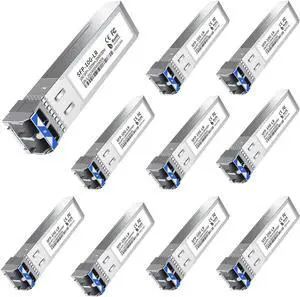 10Pack SFP+ LC 10GBase-LR Transceiver - 10G Single Mode Module, Compatible with Cisco SFP-10G-LR, Ubiquiti UF-SM-10G, Meraki, Mikrotik, Netgear, Aruba, TP-Link and More - 1310nm, SMF, 20km, DDM 10Pack SFP+ LC 10GBase-LR Transceiver - 10G Single Mode Module, Compatible with Cisco SFP-10G-LR, Ubiquiti UF-SM-10G, Meraki, Mikrotik, Netgear, Aruba, TP-Link and More - 1310nm, SMF, 20km, DDM