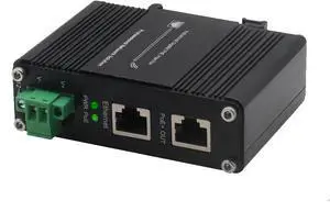 Industrial Gigabit PoE+ Injector - 12-48VDC Power Input with DIN Rail/Wall Mount,IEEE 802.3 af/at Outdoor Rated 30W PoE+ Power Supply for Industrial Networking,Ideal for IP Camera