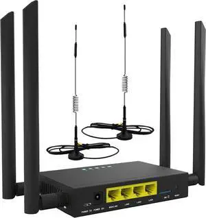 GC111 Industrial Grade 4G CPE LTE SIM Card WiFi Router Tough Iron case 32 WiFi Users RJ45 X 4 Dual Power 12V/5V Big SMA Antennas Plus 1.5M Cable 4G Antennas Multiple Languages