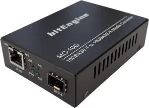 10G Media Converter, 10 Gigabit Copper to 10G Fiber Ethernet, Unmanaged 1x 1G/2.5G/5G/10GBase-T RJ45 to 1x 10GBase-X SFP+ Slot, Support 10G SR/LR SFP+ Module, Single