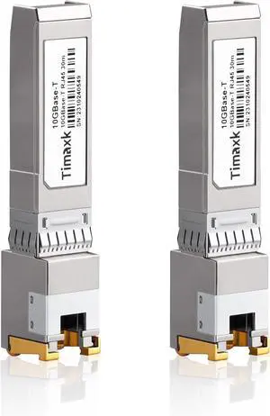 2 Pack 10GBase-T SFP+ to RJ-45 Transceiver, 10Gbe SFP+ Copper Ethernet Module, up to 30 Meters, Compatible with Cisco, Ubiquiti, Mikrotik, D-Link, Netgear, Qnap, Linksys and More