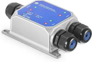 MokerLink IP67 Outdoor 3 Port Gigabit PoE Extender, IEEE 802.3 af/at/bt Repeater 90W, 10/100/1000Mbps, 1 In 2 Out, Wall Mount Metal Waterproof Passthrough Switch