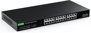 24 Port 2.5Gb Web Managed Switch,24 x 2.5G Port,2 x 10G SFP+,160Gbps Bandwidth Smart Managed Network Switch with LACP/VLAN/QoS/DHCP Client,Fanless Metal Ethernet Switch,1U Rack Mounted