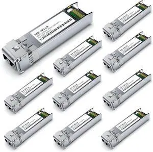 10Pack SFP+ 10GBase-LR SingleMode Module, 1310nm 10G LC SMF Fiber Optic Transceiver for Cisco SFP-10G-LR, Ubiquiti UniFi UF-SM-10G, Meraki MA-SFP-10GB-LR, Netgear, TP-Link and More (1310nm DDM 20km)