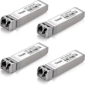 4Pack 10GBase-SR SFP+ Transceiver, SFP Multi-Mode Fiber LC Module, 10G 850nm MMF up to 300 Meters, Compatible with Cisco, Ubiquiti, Mikrotik, D-Link, Netgear, Qnap, Linksys and More