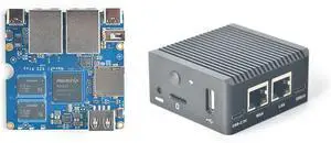 Nanopi R2S Plus Wireless WiFi Computer Router OpenWRT, Rockchip RK3328 Soc ,DDR4 1GB RAM 32GB eMMC, with Dual Gbps Ethernet M.2 WiFi Module Slot for Smart Home Office Gateway, Support Debian Ubuntu