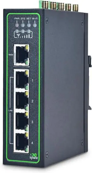 InHand Networks IR315, Industrial IoT 4G LTE VPN Router, 300Mbps Cellular + Wi-Fi, Dual SIM Cards Slots,5 Ethernet Port, Din-Rail Mounted, Support AT&T, T-Mobile & Verizon (LTE CAT 6 & DI/DO)