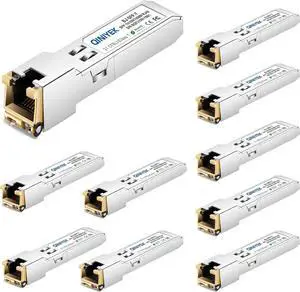 10/100/1000BASE-T Copper SFP Ethernet Module, Gigabit SFP to RJ45 Mini-GBIC Transceiver for Cisco GLC-T/SFP-GE-T/GLC-TA, Mikrotik SRJ01, Netgear, Supermicro, up to 100m(Pack of 10)