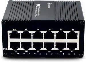 12 Ports Gigabit Mini Ethernet Switch Unmanaged Energy Efficient Network Switch Traffic Optimization Ethernet Splitter IP40 Sturdy Metal Wall-Mount 20Gbps Backplane Bandwidth