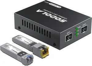 10G SFP+ Media Converter (Kit) with 10GBase-T Fiber Transceiver Reach 30 Meters and 10GBase-LR Fiber Module (10 km, SMF, 1310 nm)