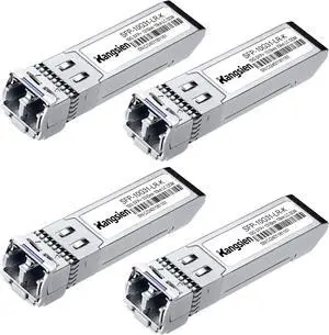 10GBASE-LR SFP+ Module, 10G 1310nm Single Mode SFP LC Fiber Optic Transceiver, SFP+ Up to 10km Range, Compatible with Cisco SFP, Meraki, Ubiquiti, Mikrotik, Fortinet, TP-Link4 Pack