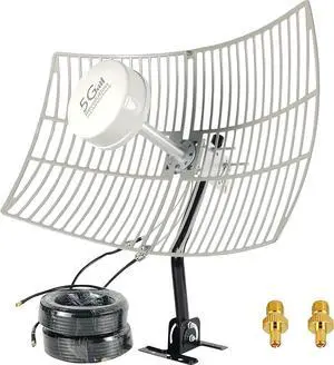 5G MIMO Antenna 4G LTE Outdoor 2x2 MIMO Parabolic Antennas Directional WiFi Antenna Long Range for 5G 4G LTE WiFi Hotspot Modem Router 698-6000MHz 30dBi with SMA TS9 Cable Pole(Full kit)