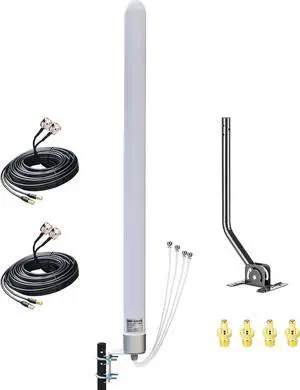 Omni Directional MIMO 4x4 Antenna 5G WiFi Outdoor 4G LTE Antennas for T-Mobile N71 Cellular Hotspots Router Gateways, 600-6000MHz, 10meter Cable SMA TS9/ Mounting Pole (Full kit)