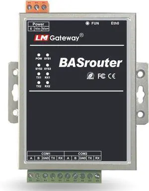 LM BACnet Router 201-B for Building Support, BACnet MS/TP to BACnet IP, 10/100 Ethernet with auto-Negotiation and Auto-MDIX, Support for BBMD