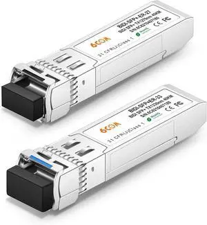a Pair of 10G SFP+ Bidi Transceiver, 10GBase-BIDI 1270nm/1330nm SMF, up to 40km, Compatible with Cisco, Ubiquiti, Mikrotik, D-Link, Supermicro, Netgear and Other Open Switches