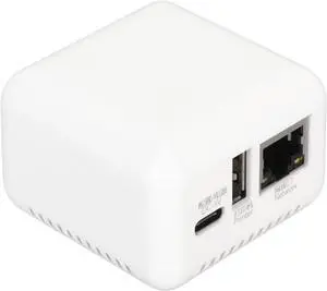 GOWENIC USB 2.0 Network Print Server, LAN Print Share Server Supports Image and Text Printing, for Office School Printshop (US Plug 110V)