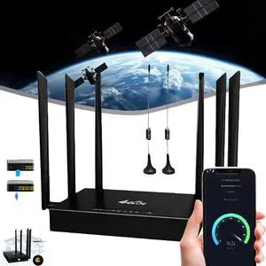 Ultra Link Free WiFi Router Unlimited Satellite Internet, Free WiFi Router, Routers for Wireless Internet, Internet at 500 Mbps with 6 Omnidirectional Antennas,Plug and Play