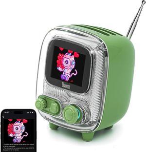 Divoom Tiivoo-2 Portable Bluetooth Speaker with FM Radio,Pixel Art Retro Mini Small Cute Wireless Speaker,Vintage Decor Suitble for Party Office Desk Home Bedroom Kitchen,Retro Green