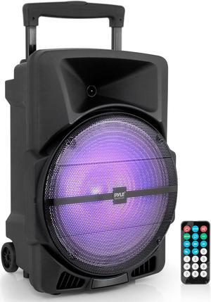Pyle Wireless Portable PA Speaker System -1200W High Powered Bluetooth Compatible Indoor&Outdoor DJ Sound Stereo Loudspeaker wITH USB MP3 AUX 3.5mm Input, Flashing Party Light & FM Radio -PPHP1544B