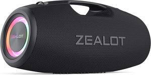 ZEALOT Bluetooth Speaker,120W Wireless Speaker with Booming Bass,IP67 Waterproof Speaker with LED Light, PowerBank,Bluetooth 5.2, Loud Bluetooth Speaker for Camping,Beach,Gifts(Black)