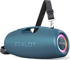ZEALOT Bluetooth Speaker,120W Wireless Speaker with Booming Bass,IP67 Waterproof Speaker with LED Light, PowerBank,Bluetooth 5.2, Loud Bluetooth Speaker for Camping,Beach,Gifts(Blue)