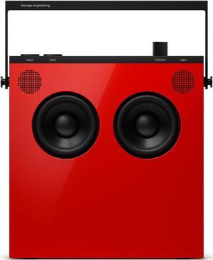 teenage engineering OB\u20134 Portable Bluetooth Wireless Stereo Speaker with fm-Radio and Long-Lasting, Rechargeable 72 Hour Battery Life, red