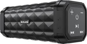 BUGANI Bluetooth Speaker Portable Wireless Speaker, 100ft Wireless Range, Louder Volume, Stereo Sound, Amazing Bass 24H Playtime, IPX5, Built-in Mic, Waterproof Speaker for Home, Outdoor, Black