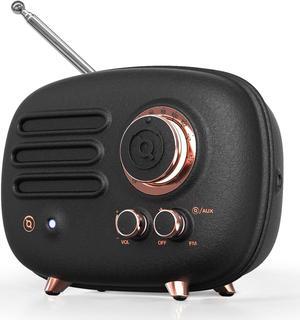 Muzen Radio Bluetooth Speaker, Wild Radiooo Small Metal Radio, Portable Wireless Speakers, Rechargable FM Radio, Metal Outer Case, FM/AUX Cable Antenna, Mini Retro Decor for Room Office