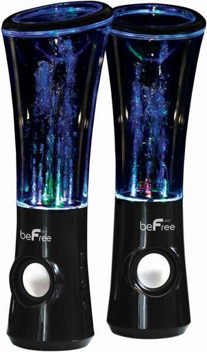 beFree Sound Multimedia Sound Reactive Color Changing LED and Dancing Water Bluetooth Computer Speakers,Black,BFS-Dancing Water