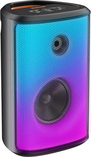 BUGANI Loud Bluetooth Speaker, 80W Portable Wireless Speakers with Punchy Bass and Loud Sound, LED Lights, 15H Playtime, IPX6 Waterproof, Support AUX/TF Card/USB, Big Party Speaker for Outdoor