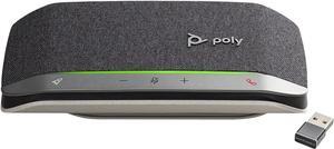 Poly - Sync 20+ Bluetooth Speakerphone (Plantronics) - Personal Portable Speakerphone - USB-C Bluetooth Adapter - Connect to Your PC/Mac/Cell Phone - Works with Teams, Zoom & More,Black