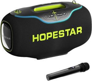 350W Wireless Bluetooth Speaker, 30000mAh Battery, RGB Lights, Mic with EQ & Volume Control, 10M Range Removable Battery, Hopestar Series (Black)