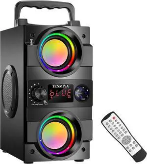 40W(60W Peak) Portable Bluetooth Speakers with Subwoofer Wireless Stereo Rich Bass Boombox with LED Lights Outdoor Home Party Speakers Support FM Radio Remote Control AUX EQ