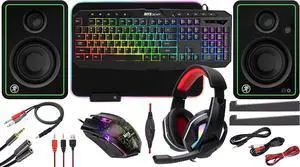 Ritz Gear RGB Gaming Accessory Kit I 4-in-1 LED Combo of Multimedia Keyboard, Optical Mouse, Mouse Pad, Headset | Compatible with Windows 7+ Desktop, Laptop, Xbox & PS4 with CR5-X Bluetooth Monitors