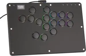 Haute42 Leverless Controller for Arcade Gaming: T16 Crystal Series - Acrylic Sandwich Artwork Template -Crystal Low-profile Switches - Custom RGB - Arcade Controller for PC/PS4/PS3/Switch(Black)