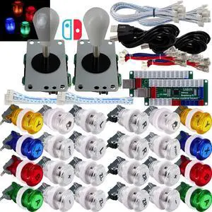SJ@JX Arcade Game LED Controller Lamp USB Encoder 2 Player Gamepad Microswitch Light Button 8way LED Joystick for Nintendo Switch PC PS3 Retropie Raspberry Pi MAME