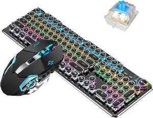 Wired Gaming Keyboard and Mouse Combo,Programmable Mechanical Keyboard with Multimedia Keys for Windows PC Gamers (Color : Metal Black-Green Shaft) Wired Gaming Keyboard and Mouse Combo,Programmable Mechanical Keyboard with Multimedia Keys for Windows PC Gamers (Color : Metal Black-Green Shaft)