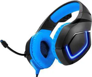 Earphones PC Gamer Gaming Headset Wired 35 mm USB Interface Earphone Headphones with Mic Volume Control LED for Compute Earbud Headphones (Color : Blue)