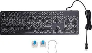 Mechanical Gaming Keyboard, Blue Switch 104 Keys RGB Backlit Keyboards, USB Wired Mechanical Computer Keyboard for 7 8 10 XP for OS X PC Laptop Desktop PC Gamers (Black)