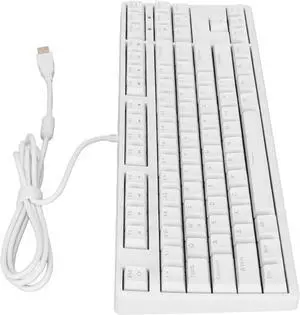 F87 Mechanical Keyboard, Conversion Function Wired Mechanical Keyboard White Light Brown Switch 87 Keys Professional Gaming Chip for Home (White)