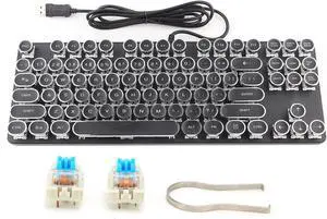 Restokki Punk Mechanical Keyboard 917 with Vintage Round Cap for PUBG Internet Cafes Computer Accessory