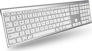 Macally Wireless Bluetooth Keyboard with Numeric Keypad for Laptops Computers (Apple: Mac iMac MacBook Pro/Air iOS iPhone iPad Windows: PC and Android) Smartphones Tablets (Aluminum Silver)