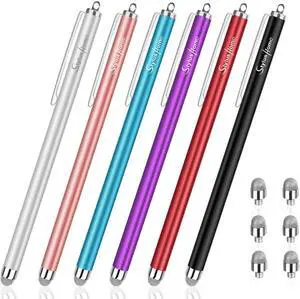 StylusHome Stylus Pens for Touch Screens (6 Pcs) Sensitivity Capacitive Stylus Fiber Tips Touch Screen Pen with 6 Extra Replaceable Tips for for iPad iPhone Tablets All Universal Touch Devices