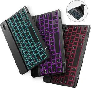 Nulaxy KM12 Backlit Wireless Bluetooth Keyboard with Magnetic Detachable Leather Cover, Rechargeable Keyboard Compatible with iPad iPhone Apple Phone Samsung Tablets
